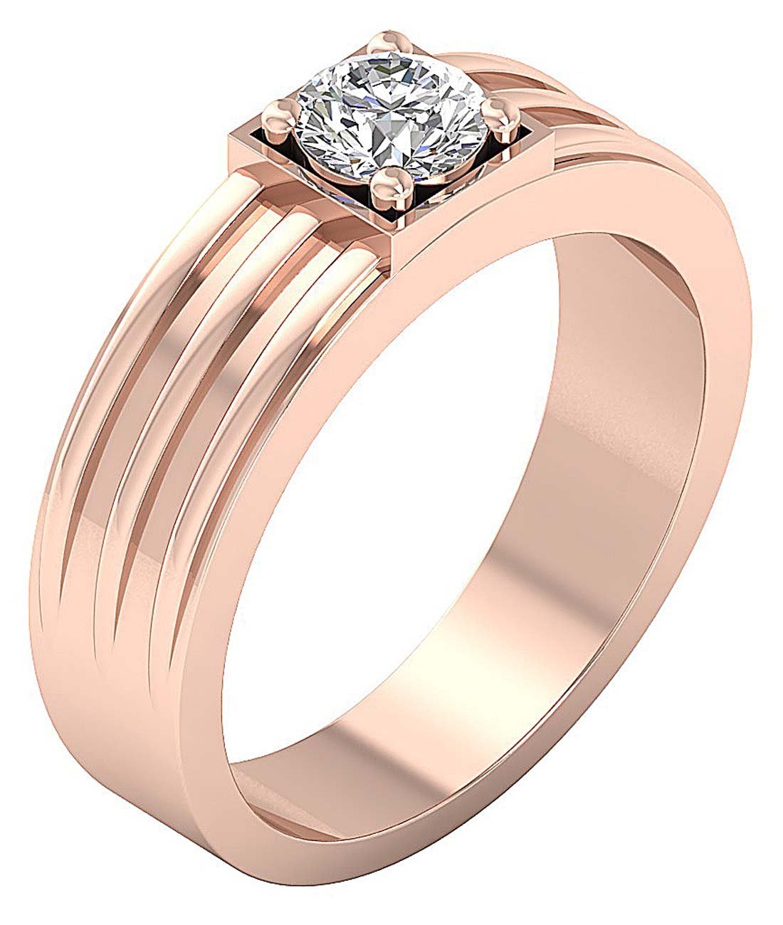 SI1/I1 G 0.75 Ct 14k White Gold Men Solitaire Anniversary Ring Round Diamond Prong Set 6.90 MM