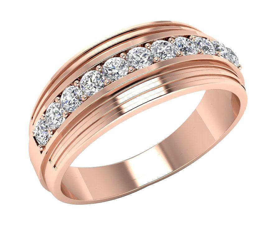 Mens Wedding Ring SI1/I1 G 0.55Ct 14k Solid Gold Natural Diamonds Channel Set Width 7.70MM
