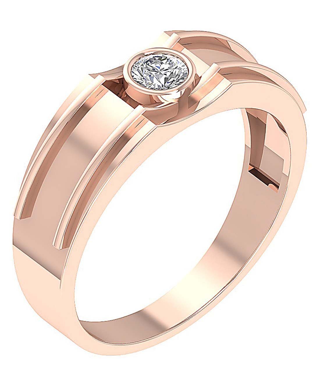 Men Solitaire Engagement Ring Natural Diamond 14k White Yellow Rose Gold SI1/I1 G 0.30 Ct Bezel Set