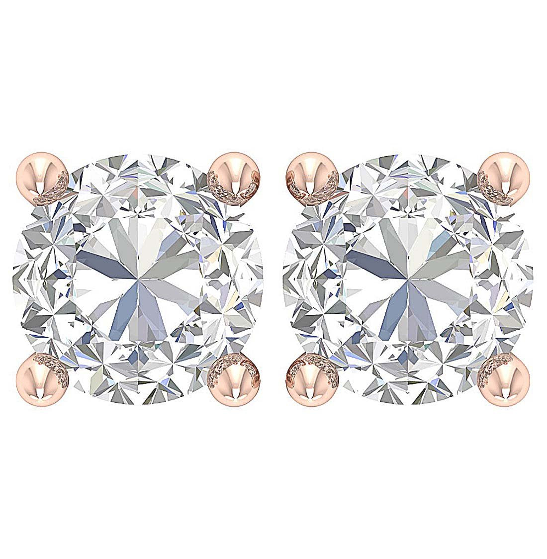 Natural Round Diamond Solitaire Studs Earrings I1 G 2.10 Ct 14k Solid Gold Prong Set
