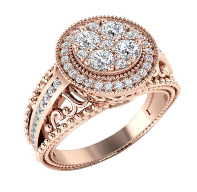 Designer Anniversary Ring Round Cut Natural Diamond 14K Gold I1 G 1.00 Carat