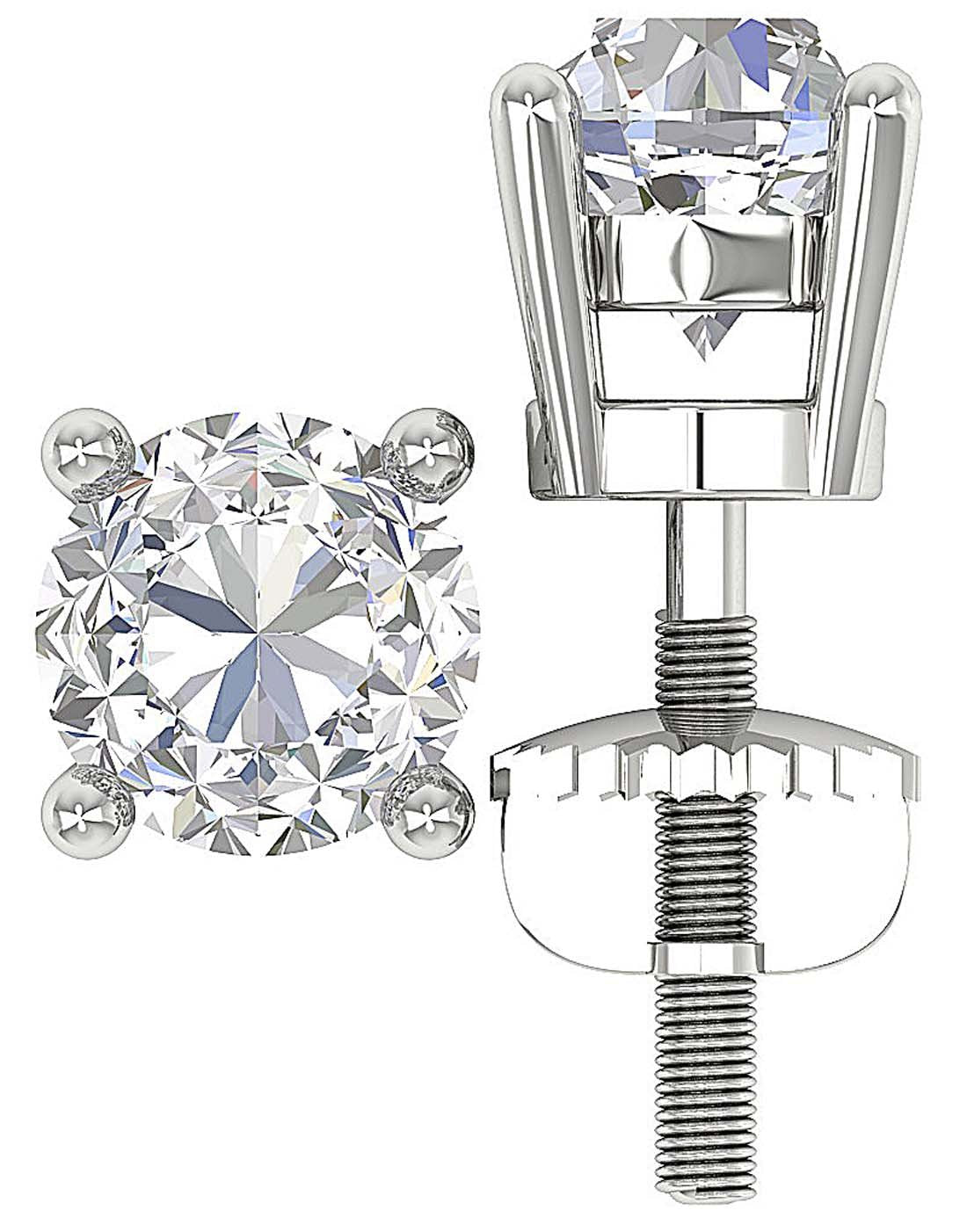 Natural Round Diamond Solitaire Studs Earrings I1 G 2.10 Ct 14k Solid Gold Prong Set