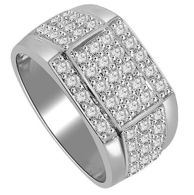 SI1/I1 G 1.55Ct 14k Solid Gold Mens Wedding Ring Natural Diamonds Pave Set Width 11.40MM