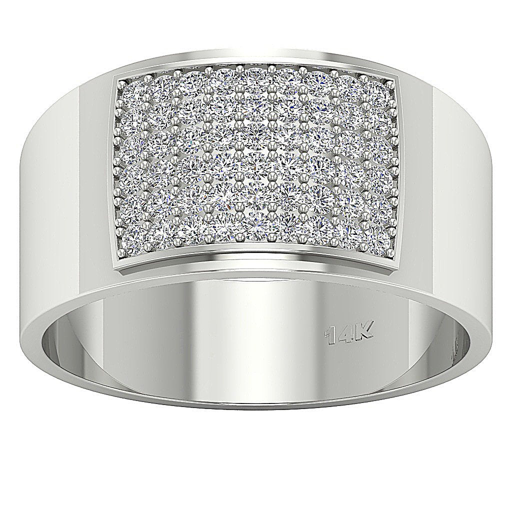 14k Solid Gold Mens Anniversary Ring SI1/I1 G 1.00Ct Natural Diamonds Pave Set Width 12.85MM