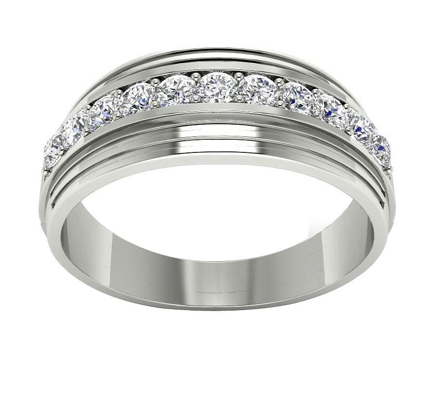 Mens Wedding Ring SI1/I1 G 0.55Ct 14k Solid Gold Natural Diamonds Channel Set Width 7.70MM