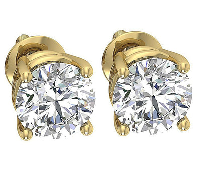 I1 G 2.10 Ct Round Diamond Solitaire Stud Earring 14k White Yellow Rose Gold