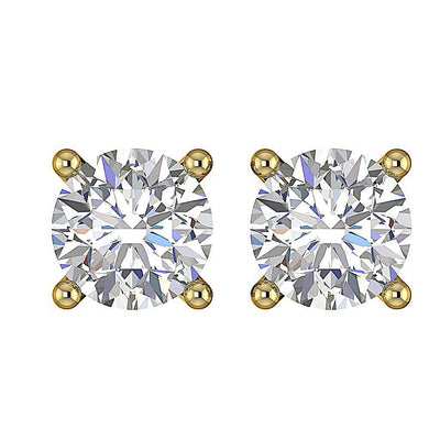 SI1 G 0.55 Ct Solitaire Studs Earrings 14k/18k Yellow Gold Round Cut Diamond