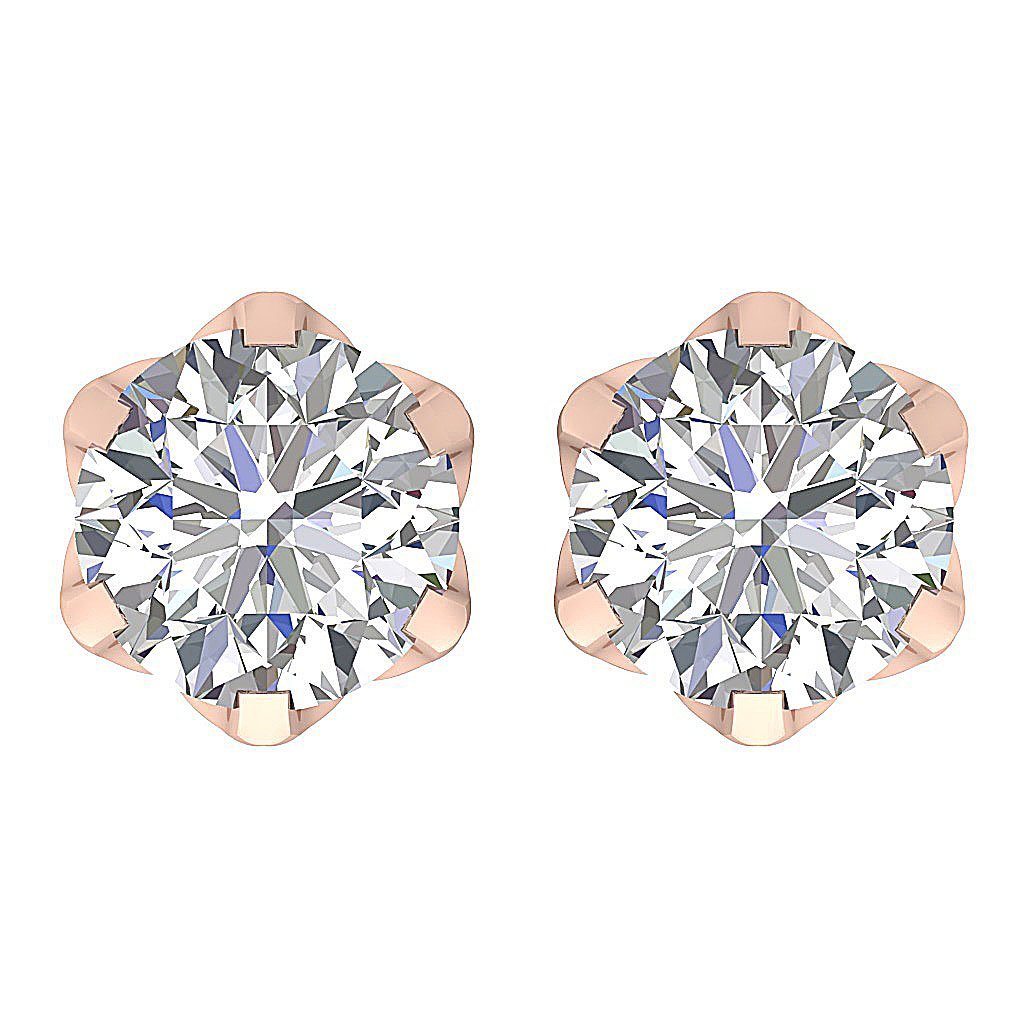 Designer Solitaire Studs Earrings 14k/18k Solid Gold I1 G 1.00 Ct Round Cut Diamonds