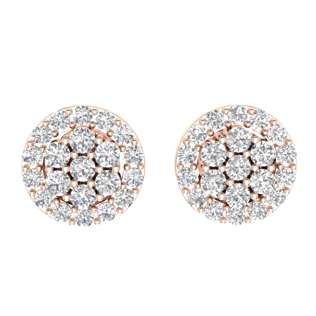 Designer Halo Solitaire Studs Earrings 14k/18k Solid Gold Natural Diamonds VS1 E 0.90 Ct