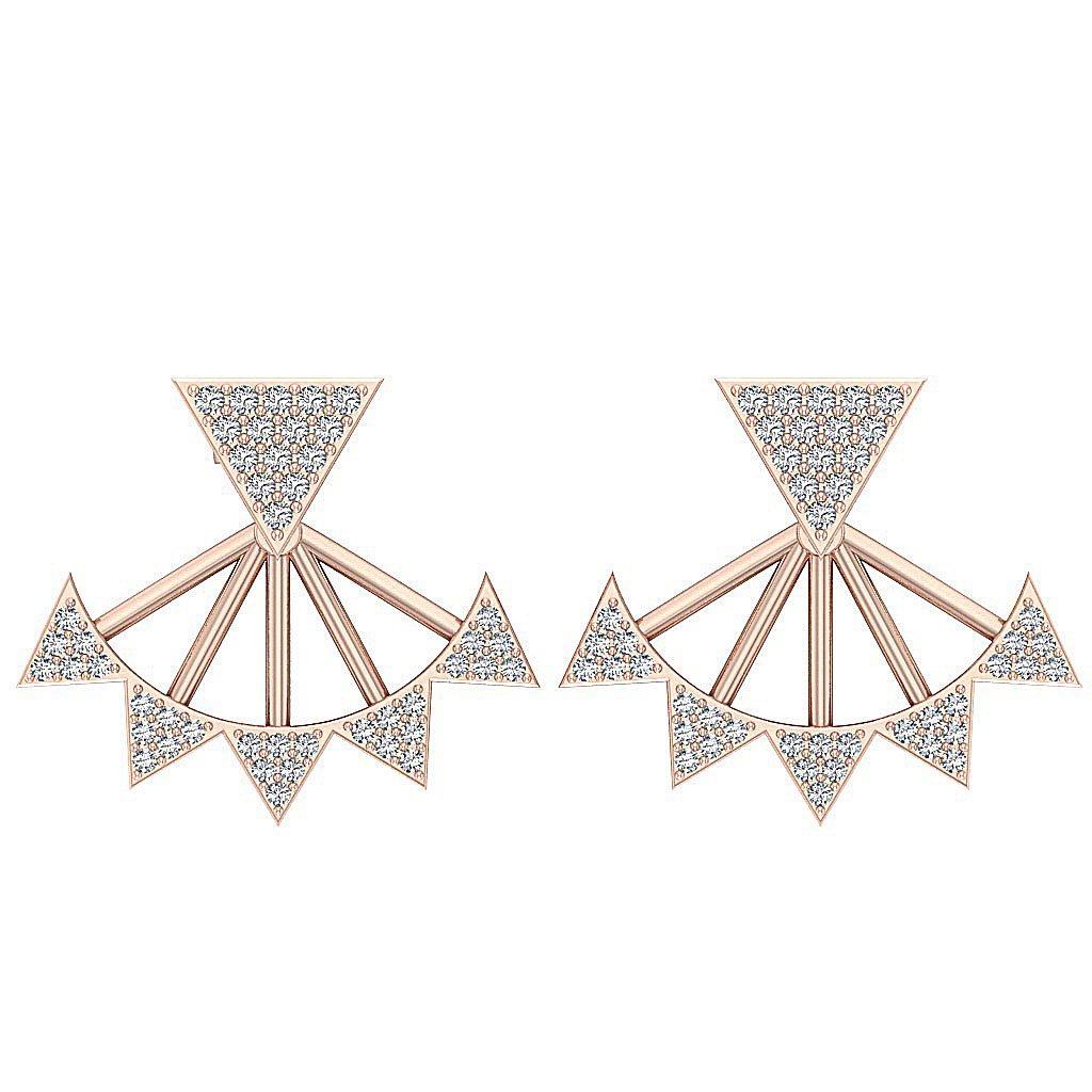 14k/18k Solid Gold Natural Diamonds I1 H 0.55 Ct Removable Jacket Studs Earrings Prong Set 20.88MM