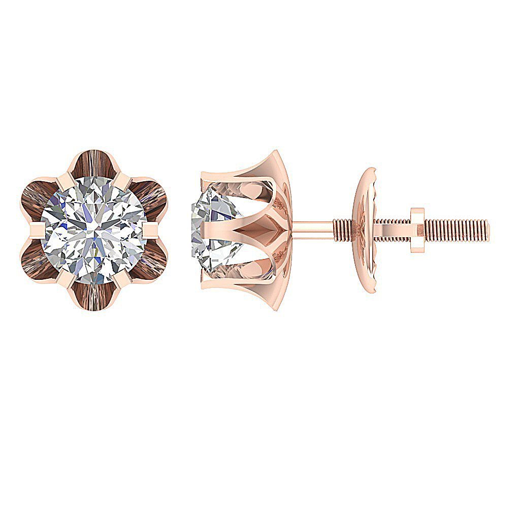 Natural Diamond Solitaire Studs Engagement Earrings SI1/I1 G 0.55 Ct 14k/18k White Gold Prong Set