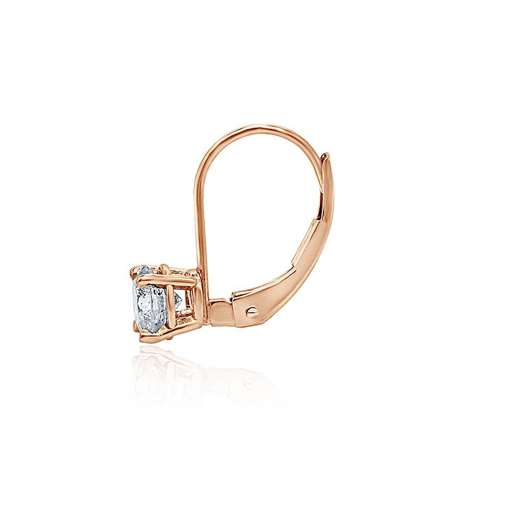 Lever Back Solitaire Studs Earrings 14k/18k Rose Gold Round Diamonds SI1 G 1.10 Ct