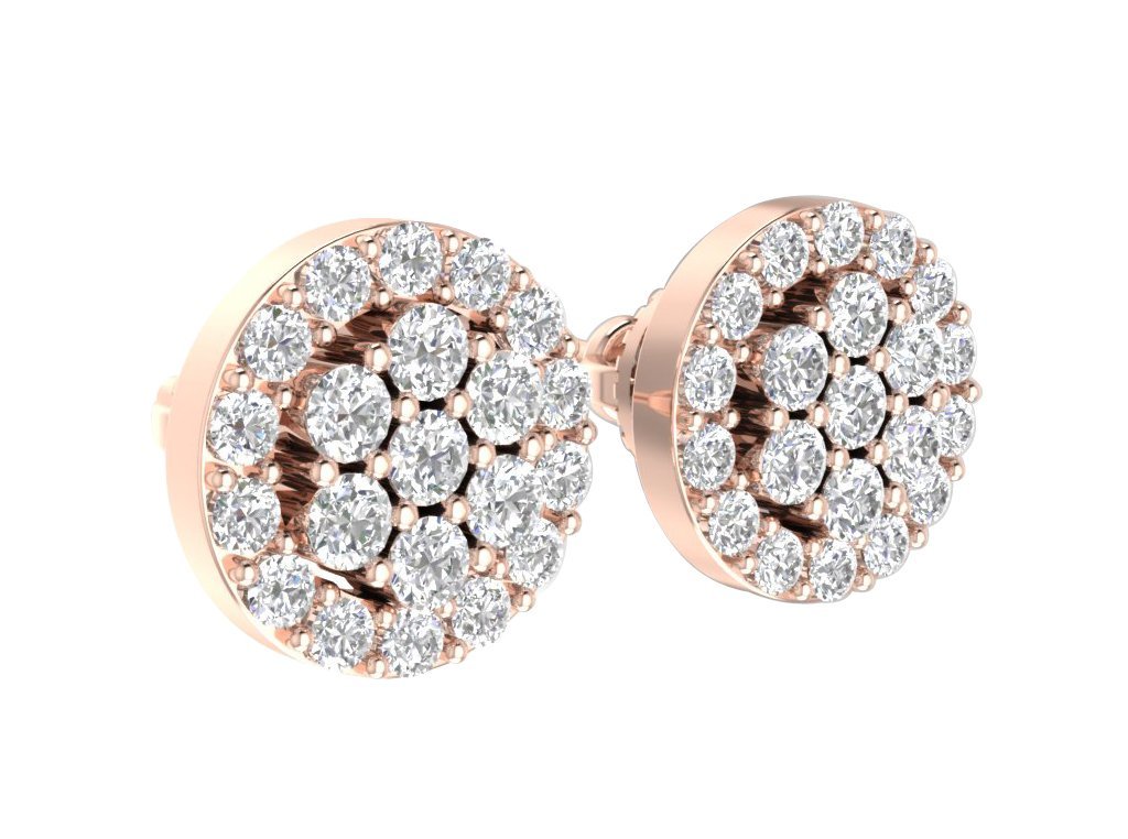 Designer Halo Solitaire Studs Earrings 14k/18k Solid Gold Natural Diamonds VS1 E 0.90 Ct