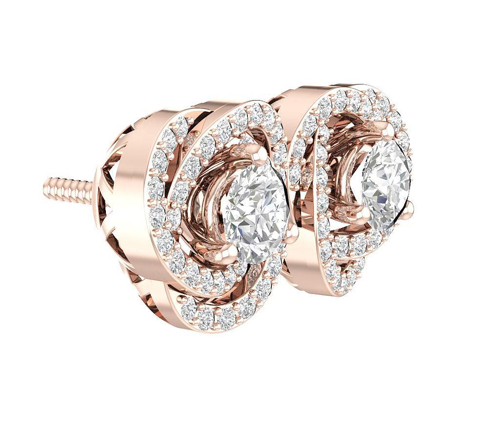 14k/18k White Gold Natural Diamond I1 G 1.50Ct Removable Jacket Halo Solitaire Stud Earring 12.70MM
