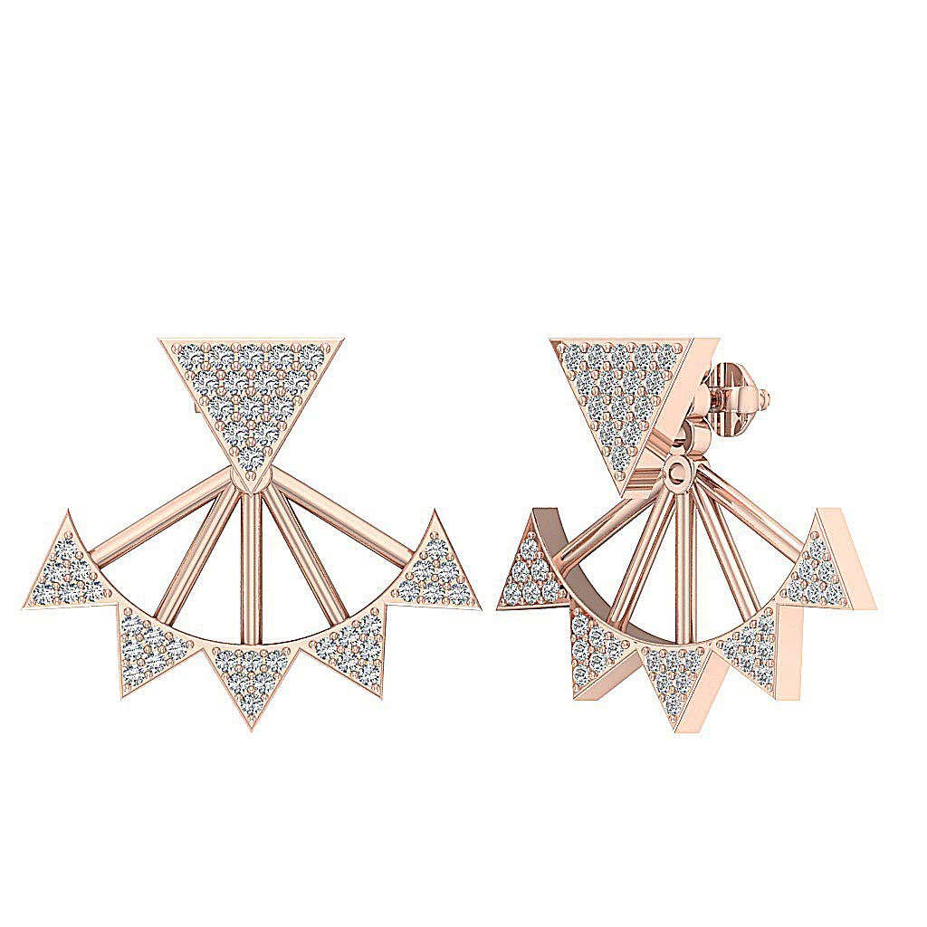 14k/18k Solid Gold Natural Diamonds I1 H 0.55 Ct Removable Jacket Studs Earrings Prong Set 20.88MM