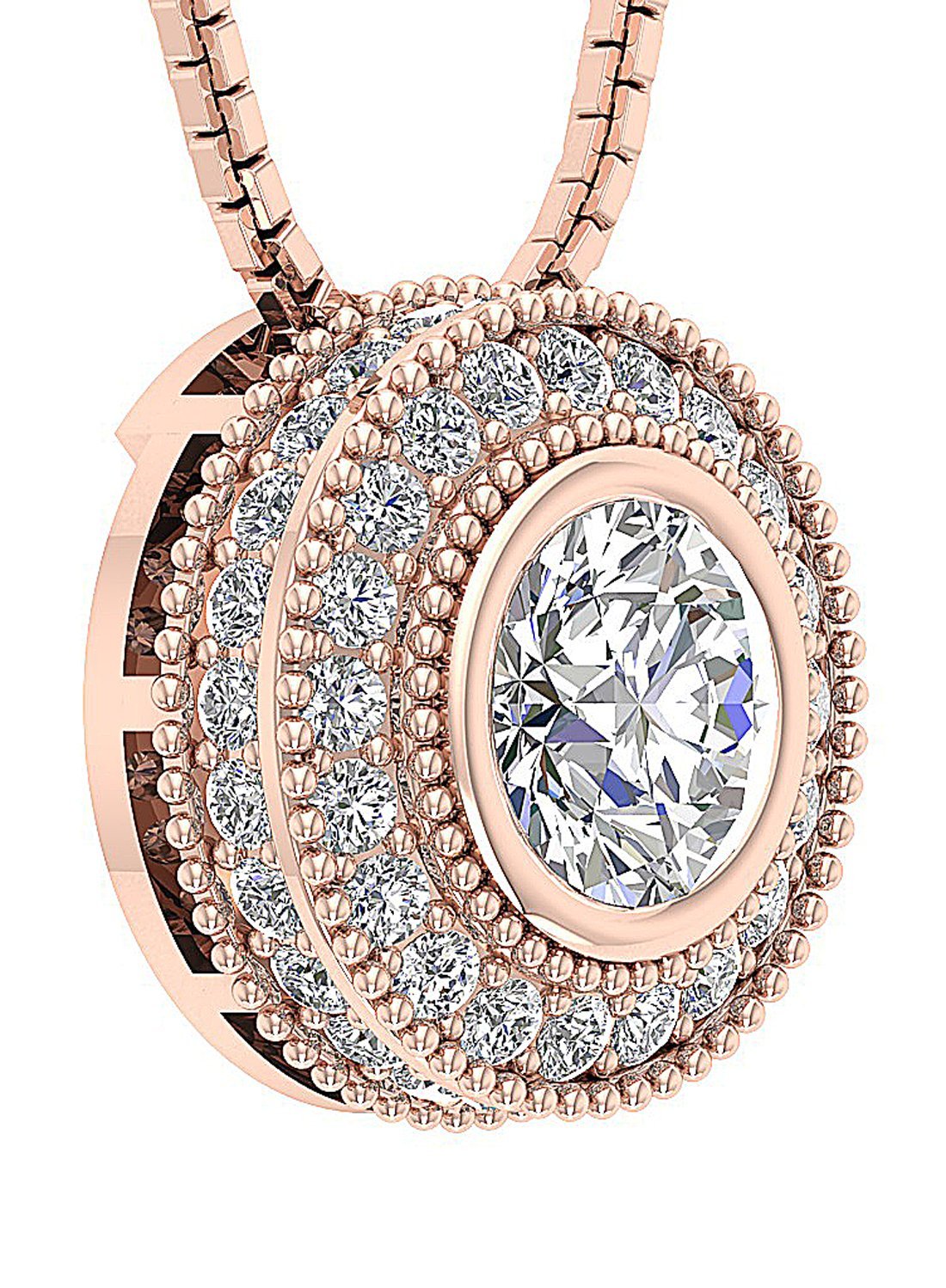 Halo Pendants Prong Bezel Set 14k/18k White Yellow Rose Gold Natural Diamond I1/SI1 G 1.35 Carat