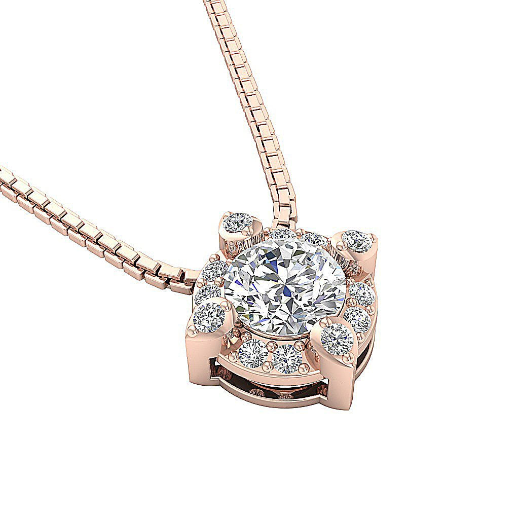 Halo Cluster Pendants 14k/18k Gold Natural Diamonds VS1/SI1/I1 G 0.65 Carat