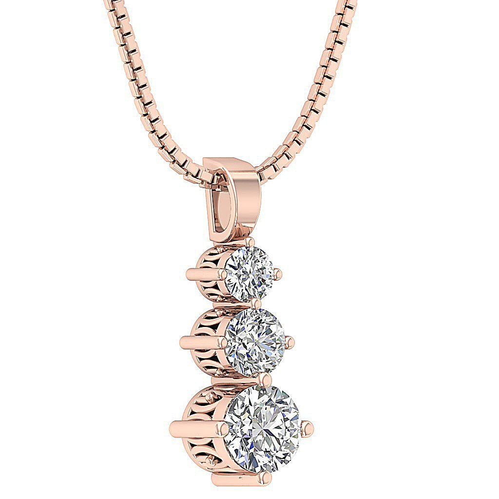Journey Pendants SI1/I1 G 1.00 Ct Natural Diamonds 14k/18k White Yellow Rose Gold