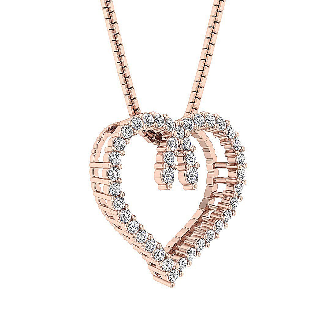 Heart Shape Pendants 14k/18k Solid Gold Natural Diamonds SI/I1 G 0.50 Ct