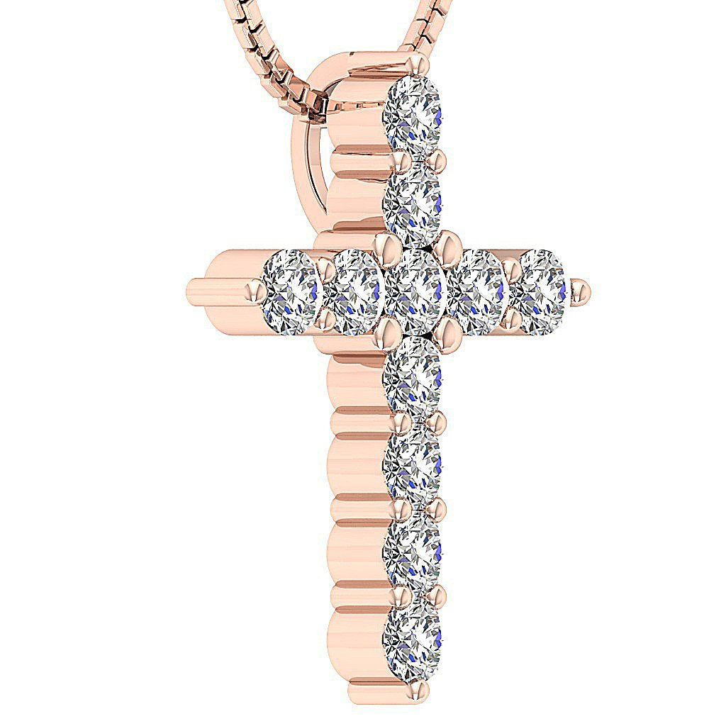14kRoseGoldNaturalDiamondCrossAnniversaryPendants