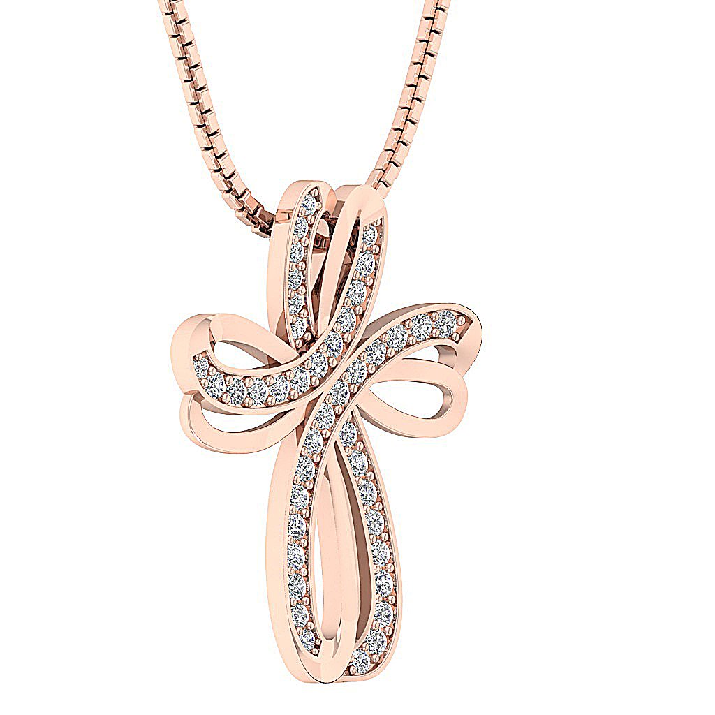 14kRoseGoldNaturalDiamondWeddingPendants