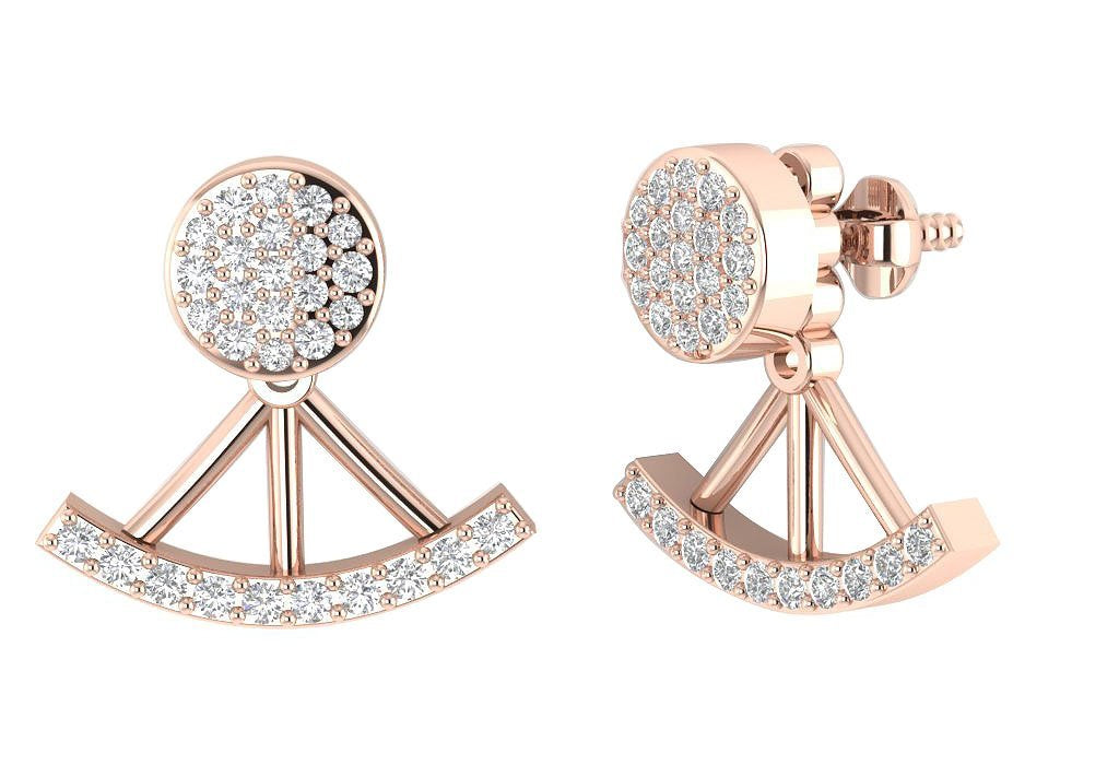 14k/18k Solid Gold Natural Diamonds I1 G 0.40 Ct Removable Jacket Studs Earrings Prong Set 13.78MM