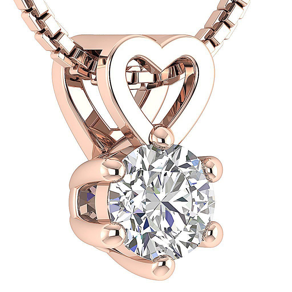 Solitaire Pendants VS1/SI1/I1 0.25Ct 14k/18k White Yellow Rose Gold Natural Diamonds