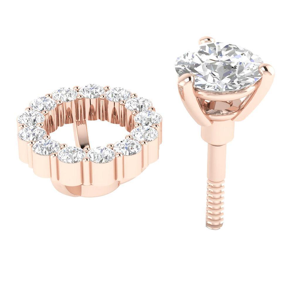 14k/18k Solid Gold Natural Diamonds SI1 G 1.45 Ct Removable Jacket Halo Studs Earrings Prong Set