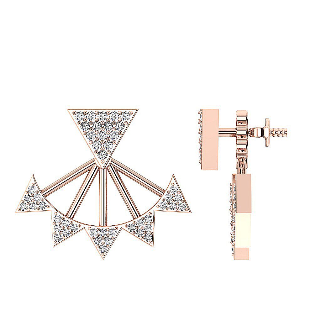 14k/18k Solid Gold Natural Diamonds I1 H 0.55 Ct Removable Jacket Studs Earrings Prong Set 20.88MM