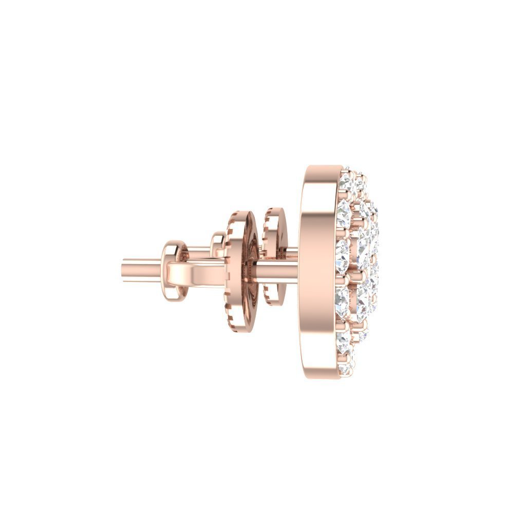 Designer Halo Solitaire Studs Earrings 14k/18k Solid Gold Natural Diamonds VS1 E 0.90 Ct