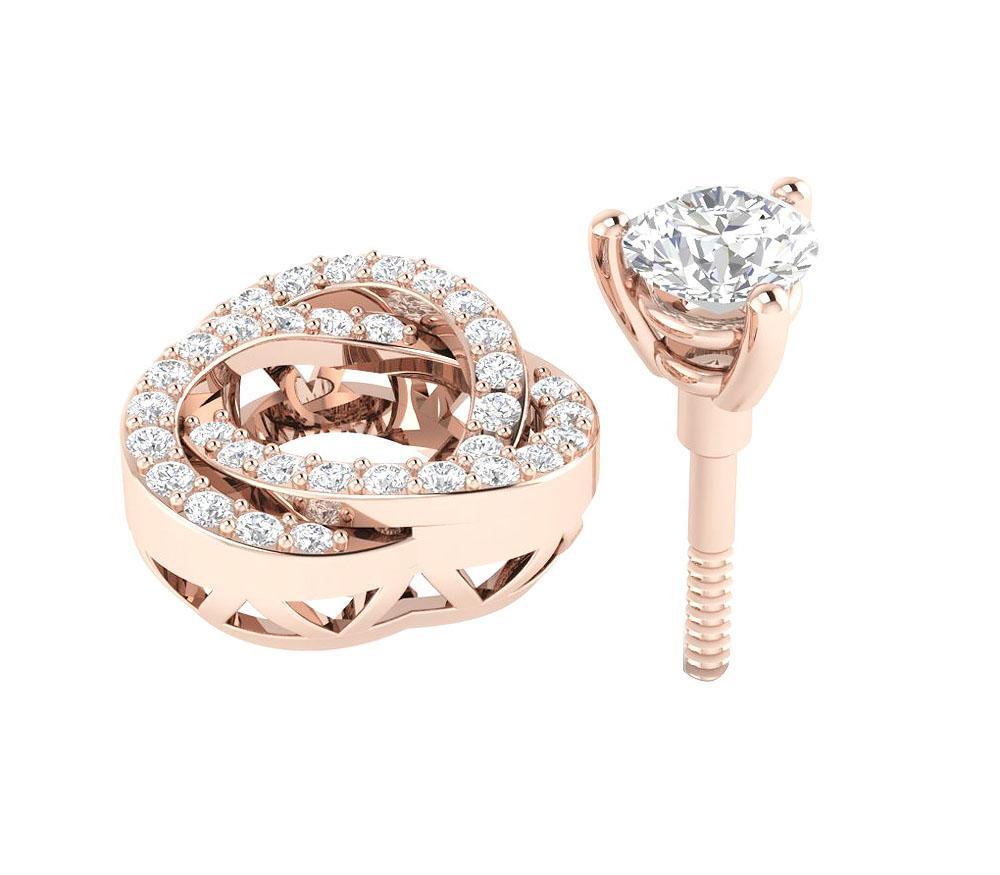 14k/18k White Gold Natural Diamond I1 G 1.50Ct Removable Jacket Halo Solitaire Stud Earring 12.70MM