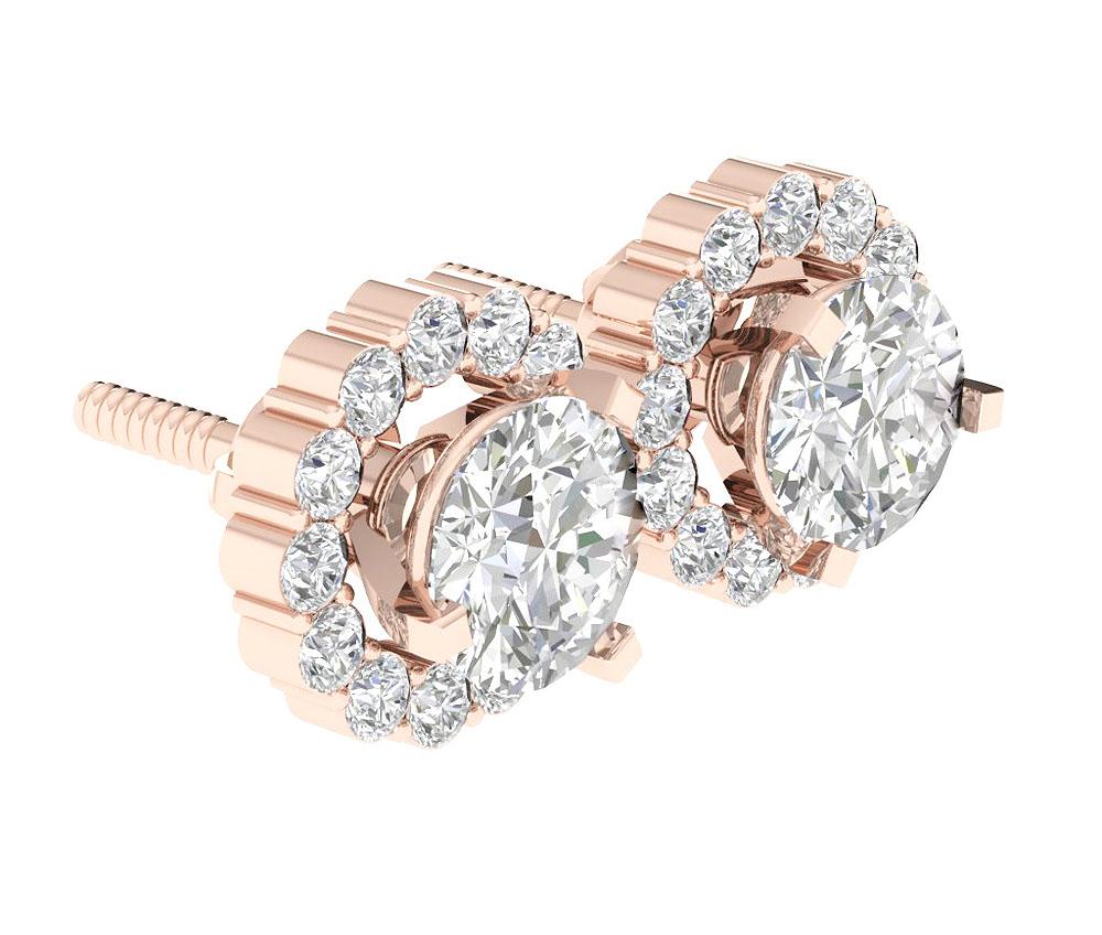 14k/18k Solid Gold Natural Diamonds SI1 G 1.45 Ct Removable Jacket Halo Studs Earrings Prong Set