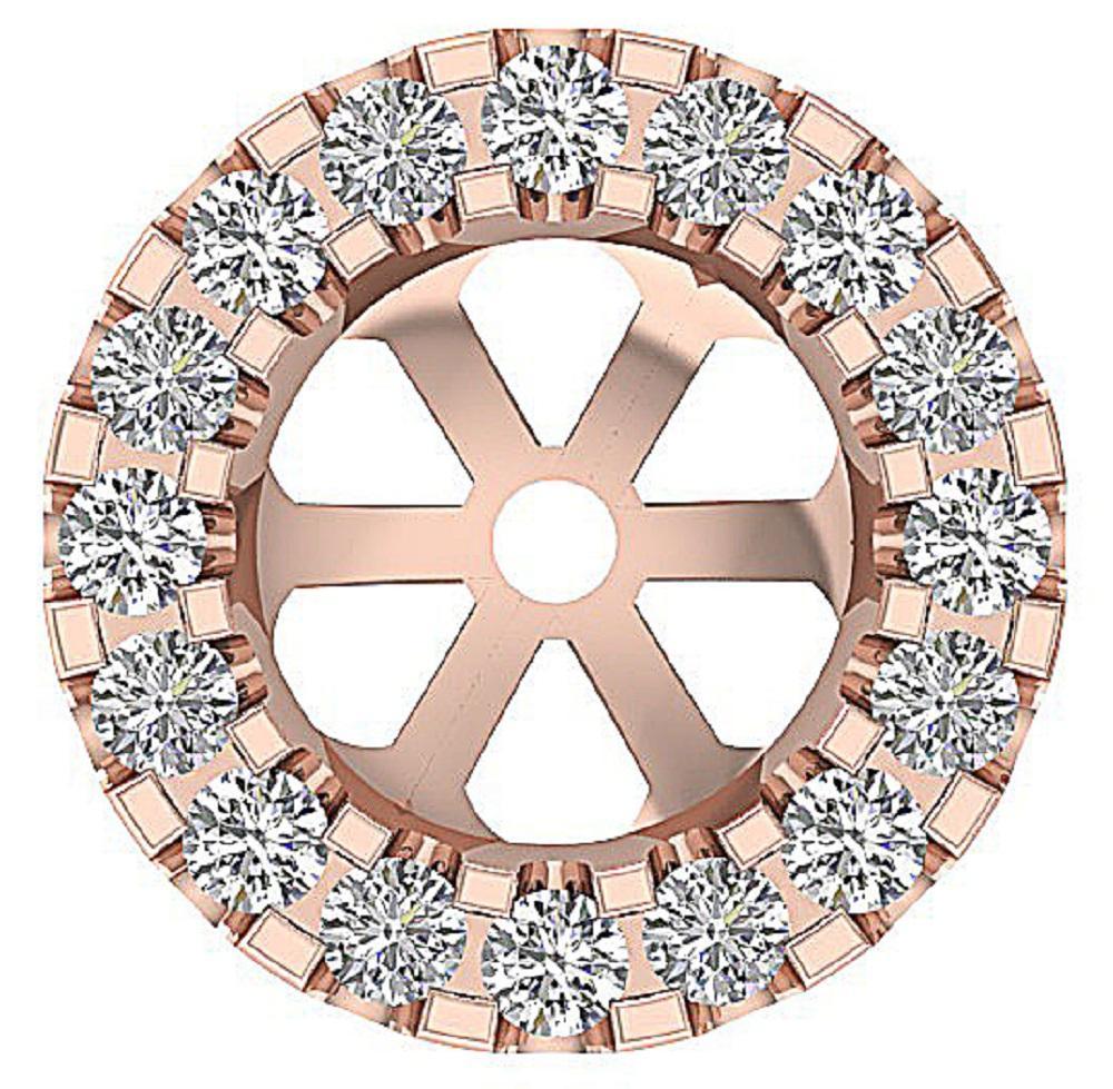 14k/18k Solid Gold Round Diamond SI1 G 1.30Ct Removable Jacket Halo Solitaire Stud Earring Prong Set