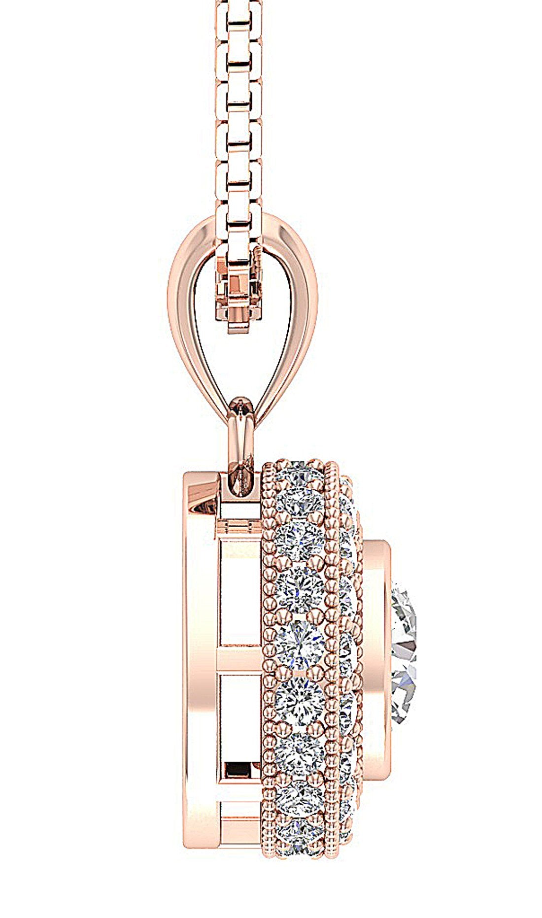 Halo Cluster Pendants Prong Bezel Set Round Diamond I1/SI1 G 1.00 Carat 14k/18k Solid White Gold