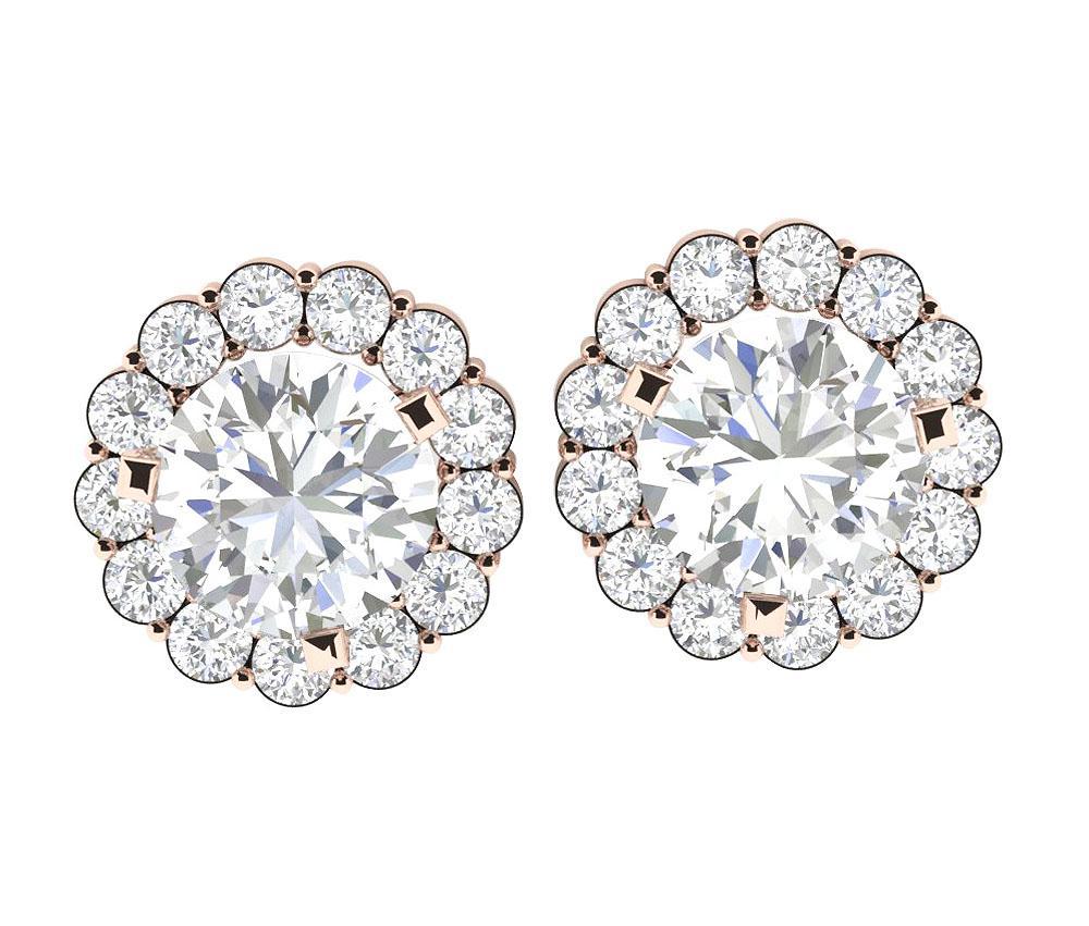 14k/18k Solid Gold Natural Diamonds SI1 G 1.45 Ct Removable Jacket Halo Studs Earrings Prong Set