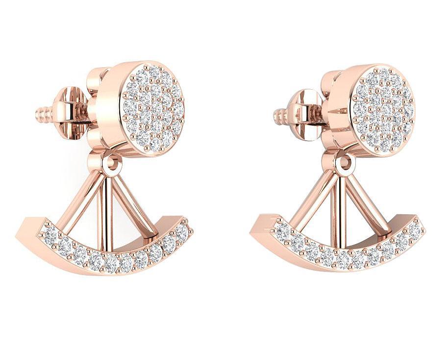 14k/18k Solid Gold Natural Diamonds I1 G 0.40 Ct Removable Jacket Studs Earrings Prong Set 13.78MM