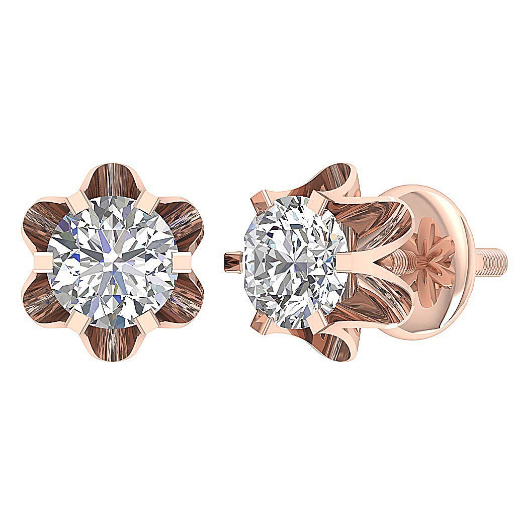 Natural Diamond Solitaire Studs Engagement Earrings SI1/I1 G 0.55 Ct 14k/18k White Gold Prong Set