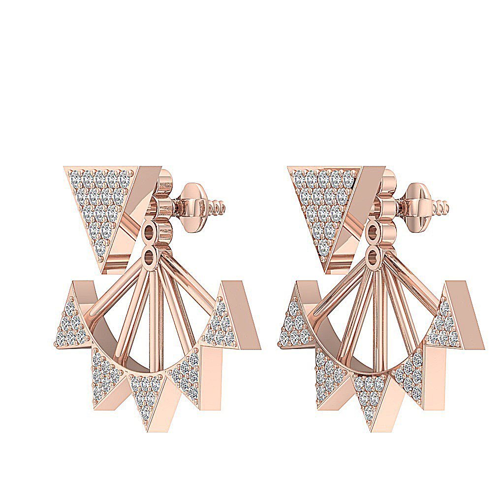 14k/18k Solid Gold Natural Diamonds I1 H 0.55 Ct Removable Jacket Studs Earrings Prong Set 20.88MM