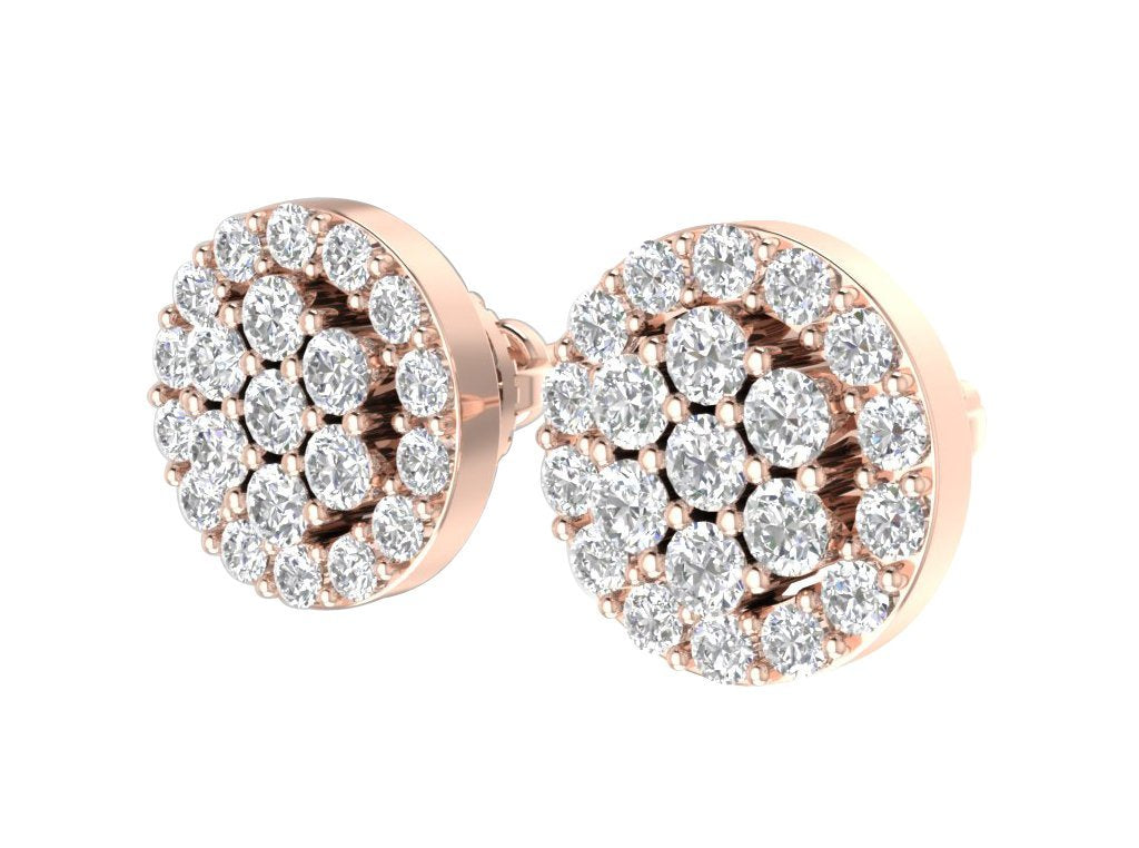 Designer Halo Solitaire Studs Earrings 14k/18k Solid Gold Natural Diamonds VS1 E 0.90 Ct