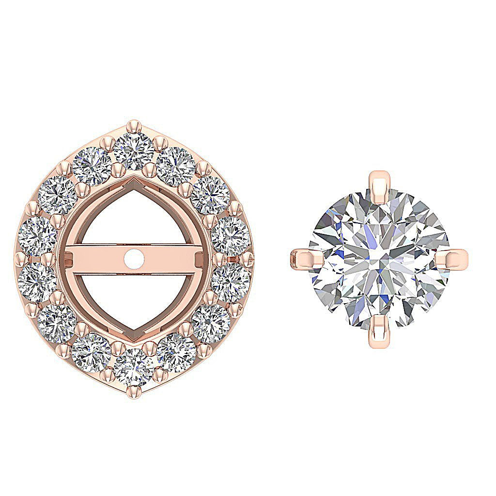 14k/18k White Gold Real Diamond I1 G 1.40Ct Removable Jacket Halo Solitaire Stud Earring Prong Set