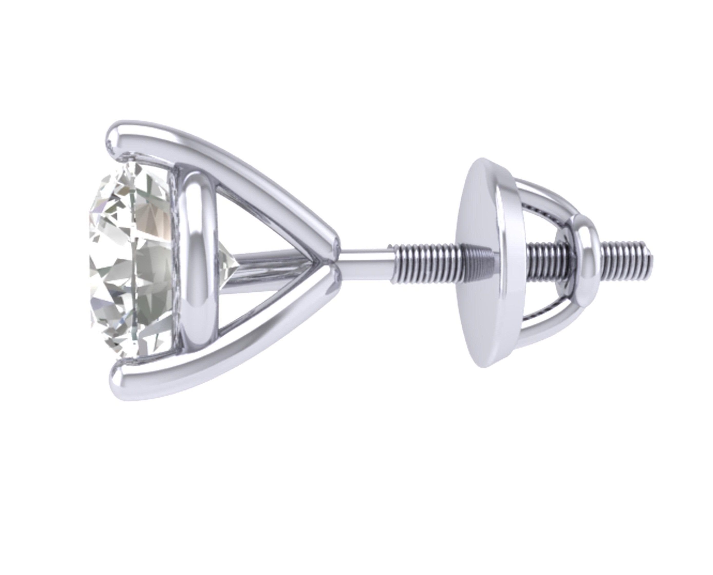 Solitaire Studs Earrings Martini 14k/18k White Gold Natural Diamonds I1 G 0.50 Ct