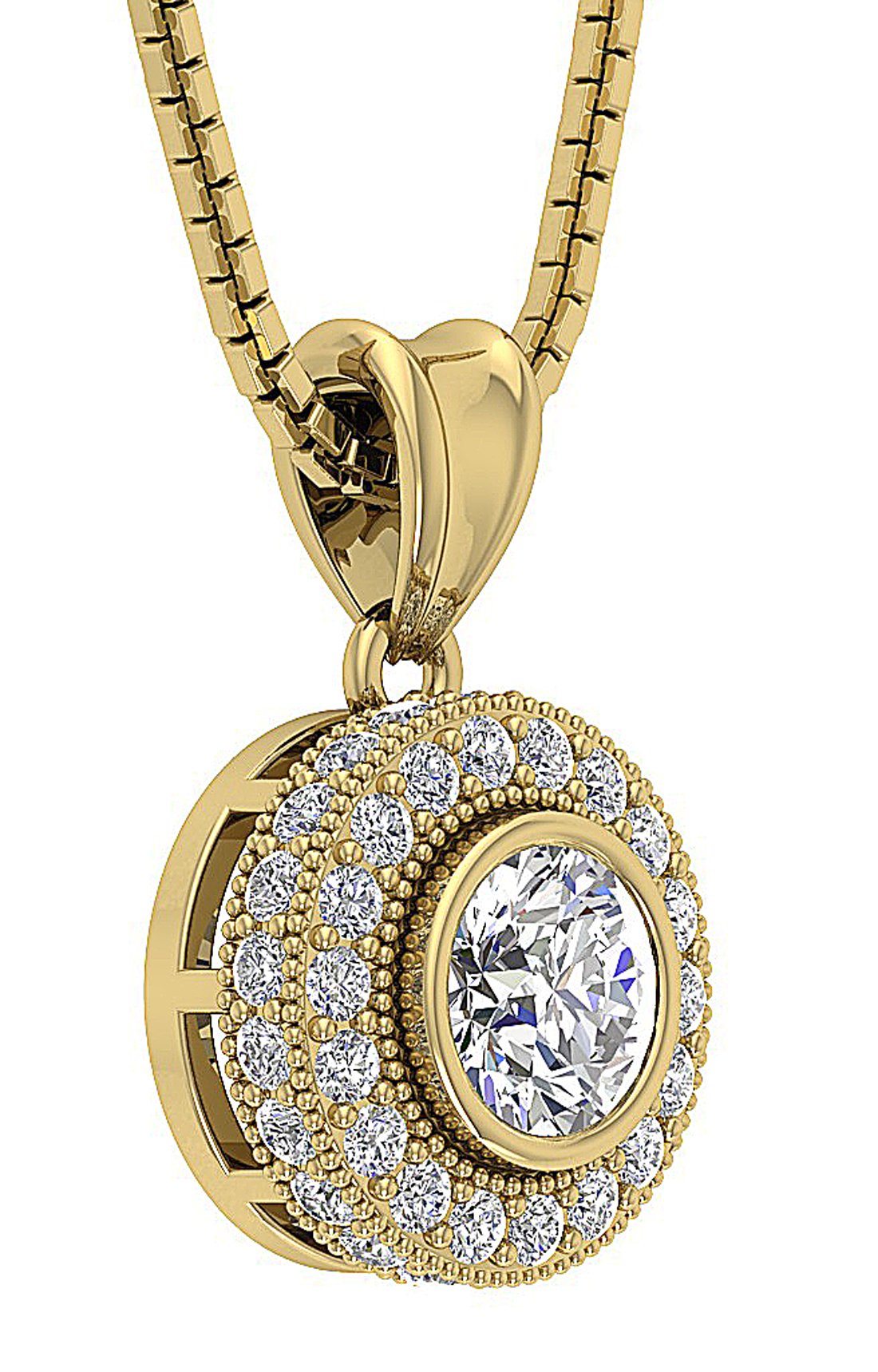 Halo Cluster Pendants Prong Bezel Set Round Diamond I1/SI1 G 1.00 Carat 14k/18k Solid White Gold
