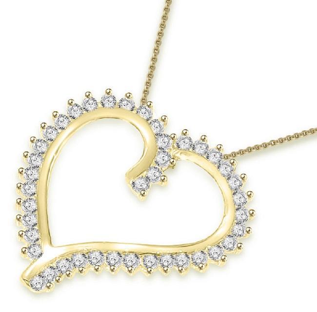 Heart Pendants SI1/I1 G 0.75 Ct Round Diamonds 14k/18k White Yellow Rose Gold