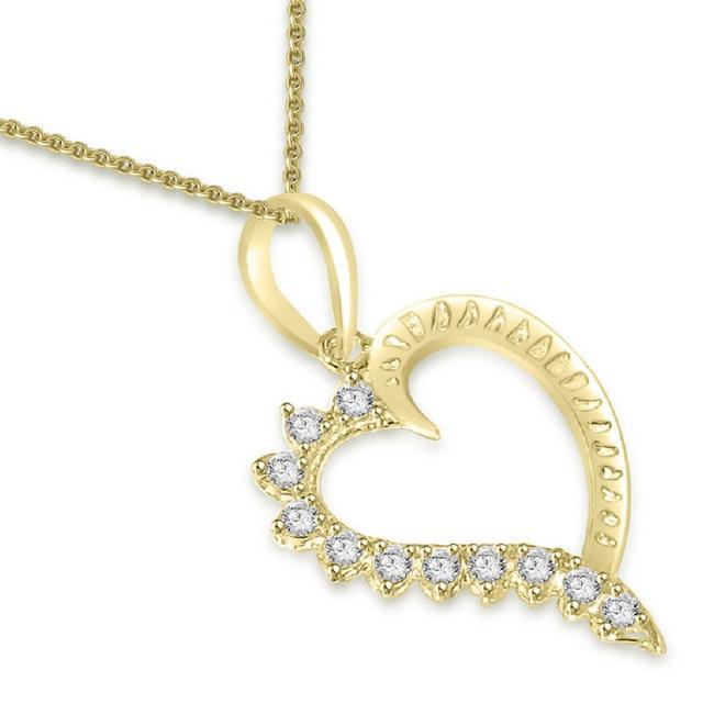 Heart Pendants Natural Diamond 14k/18k White Yellow Rose Gold SI1/I1 G 0.30 Carat