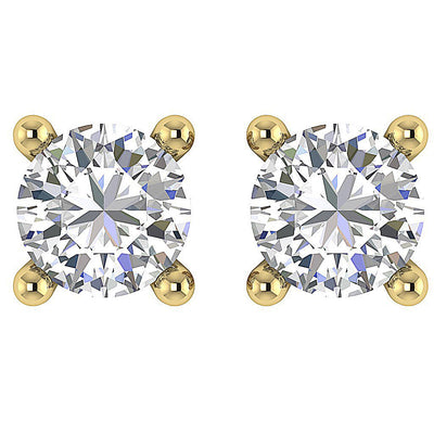 Tiny Solitaire Studs Earrings 14k / 18k Gold Natural Diamonds I1 G 0.20 Ct