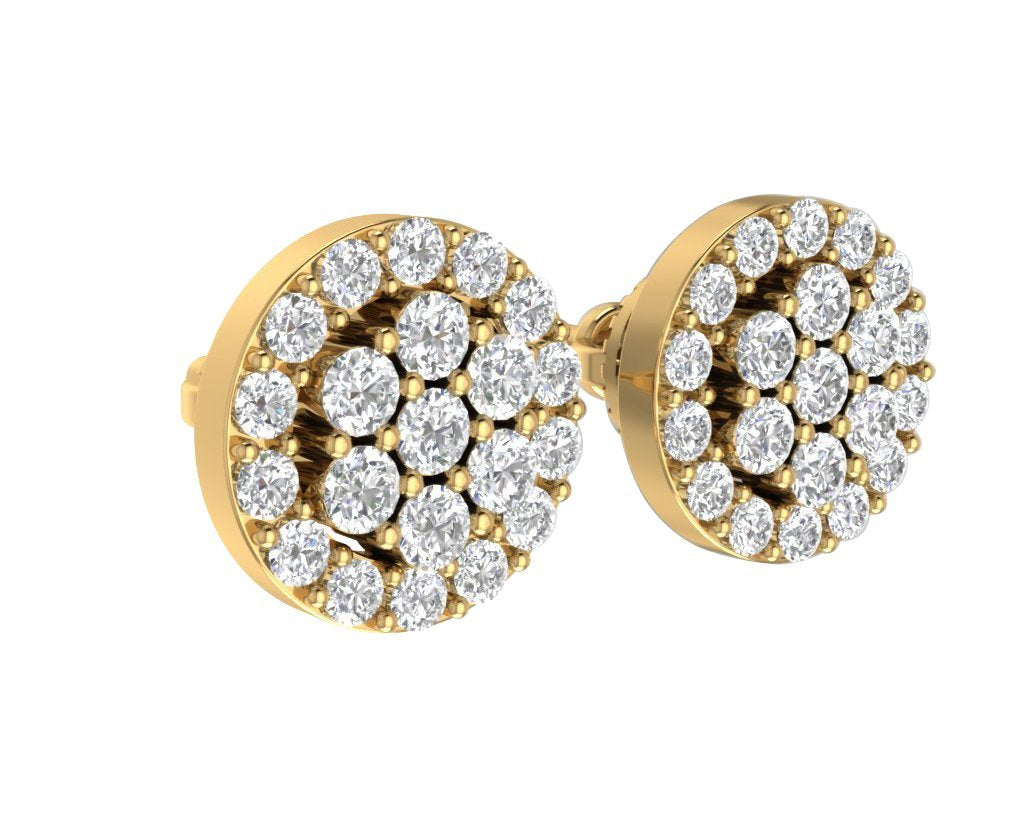 Designer Halo Solitaire Studs Earrings 14k/18k Solid Gold Natural Diamonds VS1 E 0.90 Ct