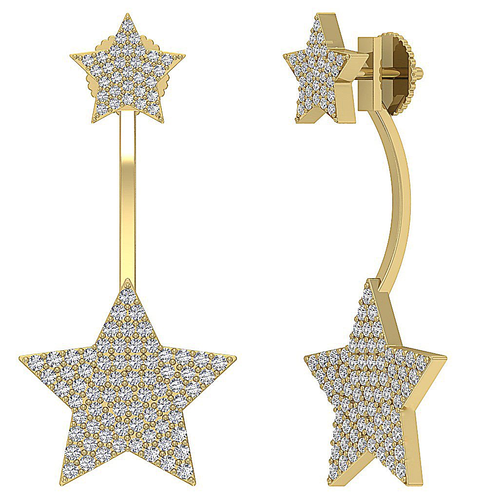 14k/18k Solid Gold Natural Diamonds I1 G 1.10 Ct Removable Jacket Studs Earrings Prong Set 14.75MM