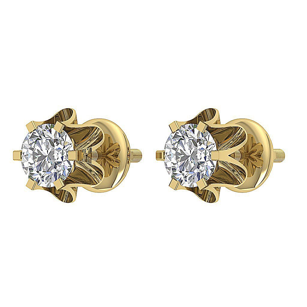 Natural Diamond Solitaire Studs Engagement Earrings SI1/I1 G 0.55 Ct 14k/18k White Gold Prong Set