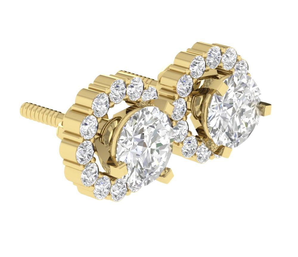 14k/18k Solid Gold Natural Diamonds SI1 G 1.45 Ct Removable Jacket Halo Studs Earrings Prong Set