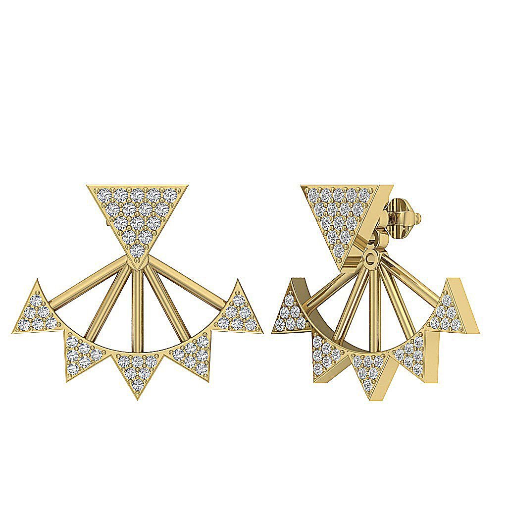 14k/18k Solid Gold Natural Diamonds I1 H 0.55 Ct Removable Jacket Studs Earrings Prong Set 20.88MM